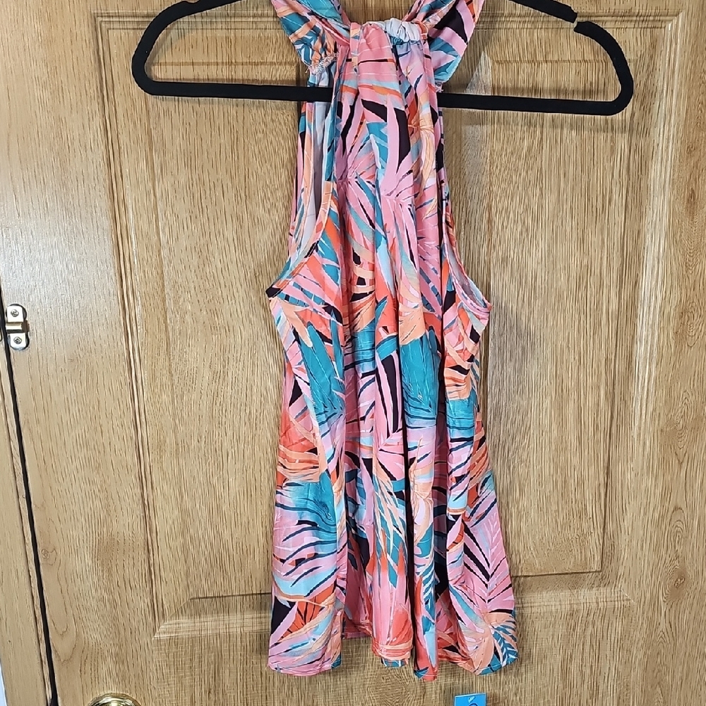 Cupshe Tropical Pink and Teal Halter Tank Top